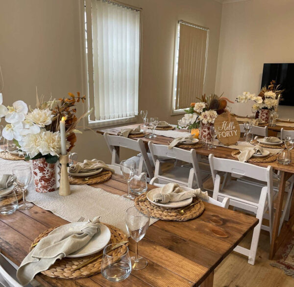 Rustic timber trestle table - 1.8m (seats 6-8) - Image 5