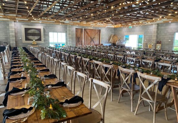 Rustic timber trestle table - 1.8m (seats 6-8) - Image 4
