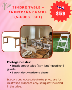 Timbre trestle table with Americana chairs