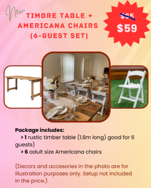 Timbre trestle table with Americana chairs