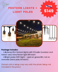 Festoon lights and light poles